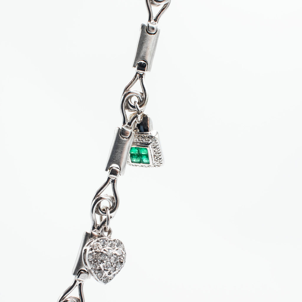 14k White Gold Diamond Charm Necklace