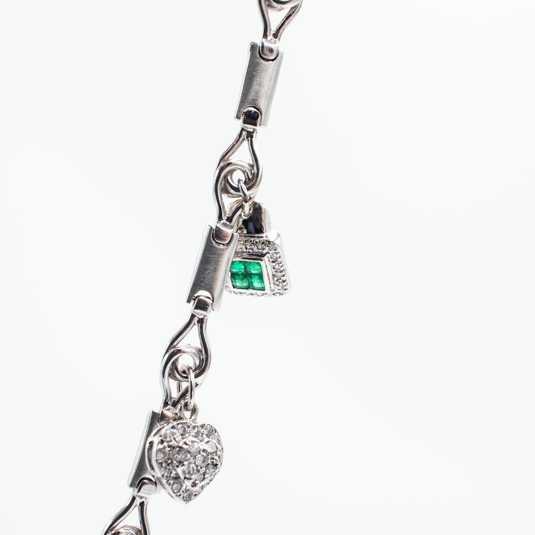 14k White Gold Diamond Charm Necklace