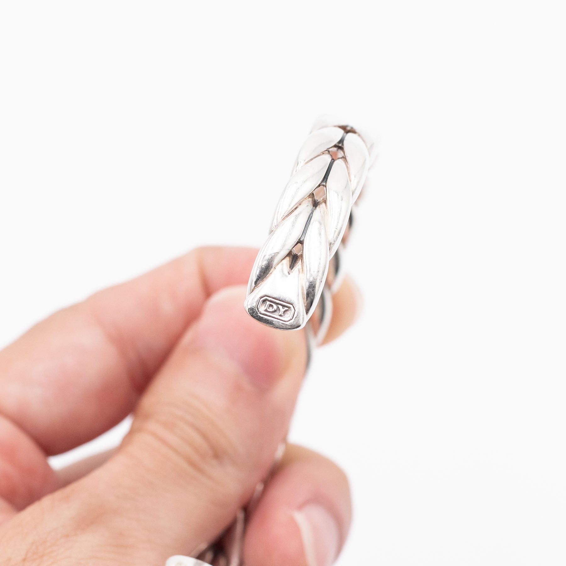 David Yurman Sterling Silver Chevron Cuff Bangle Bracelet