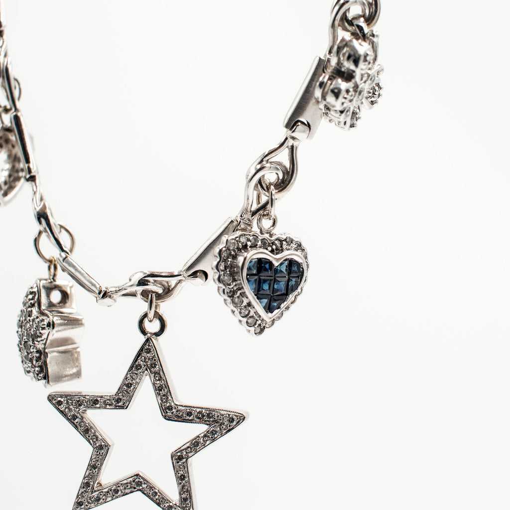 14k White Gold Diamond Charm Necklace