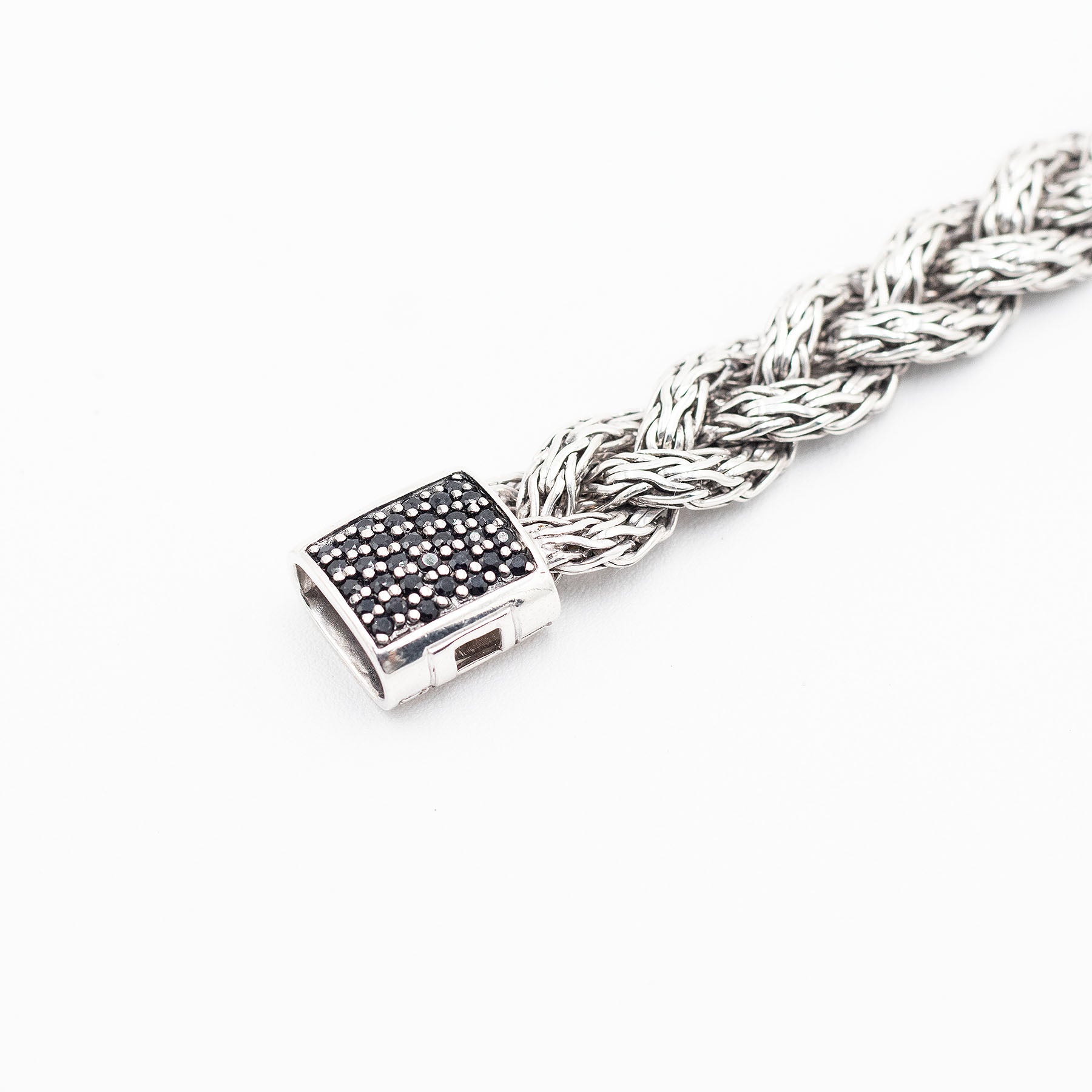 John Hardy Sterling Silver Black Diamond Rope Chain Bracelet