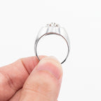 14k White Gold Round Cut Diamond Cluster Wide Ring