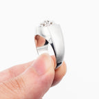 14k White Gold Round Cut Diamond Cluster Wide Ring