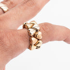 18k Yellow Gold Double Heart Collapsible Ring