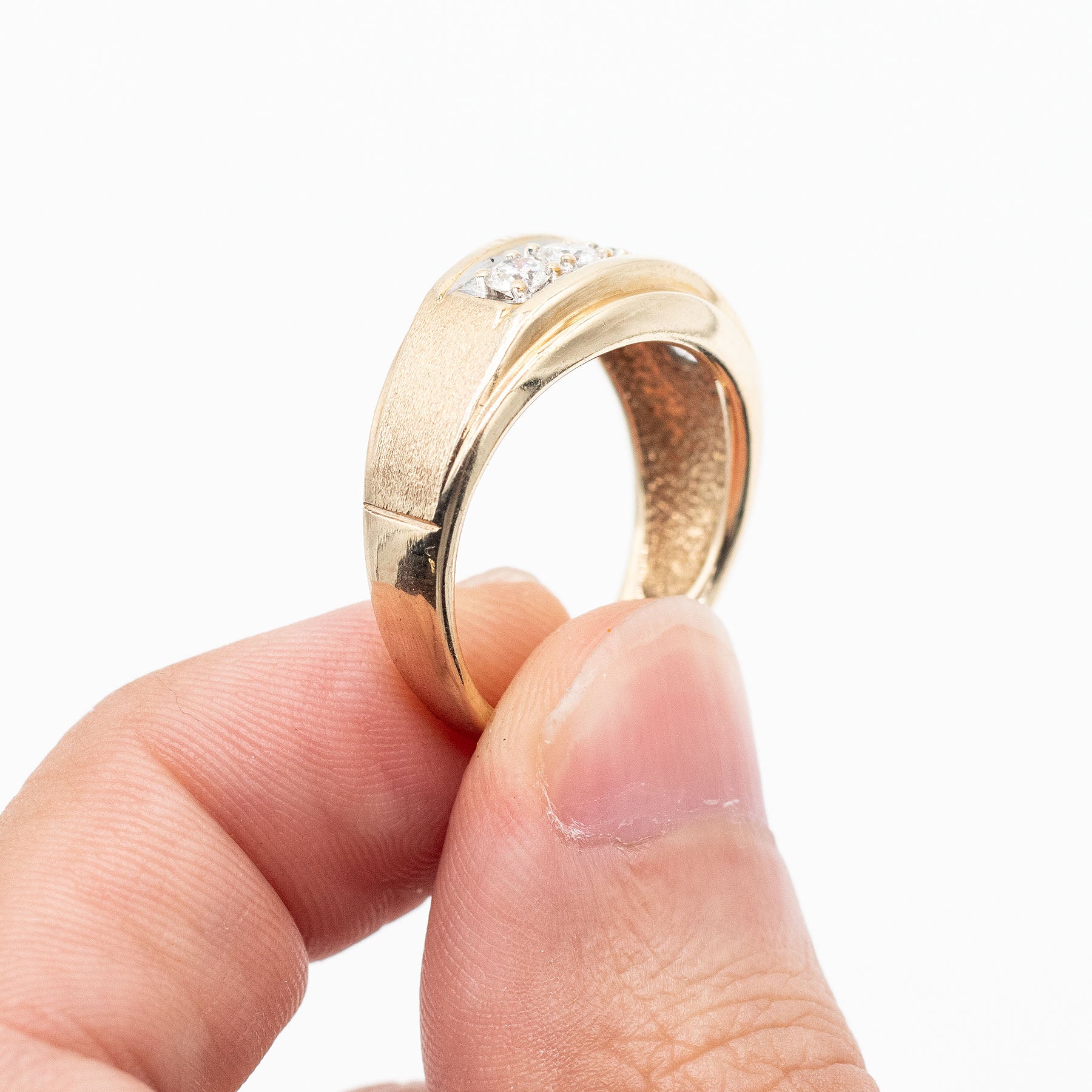 10k Yellow Gold Five Round Diamond Band Ring