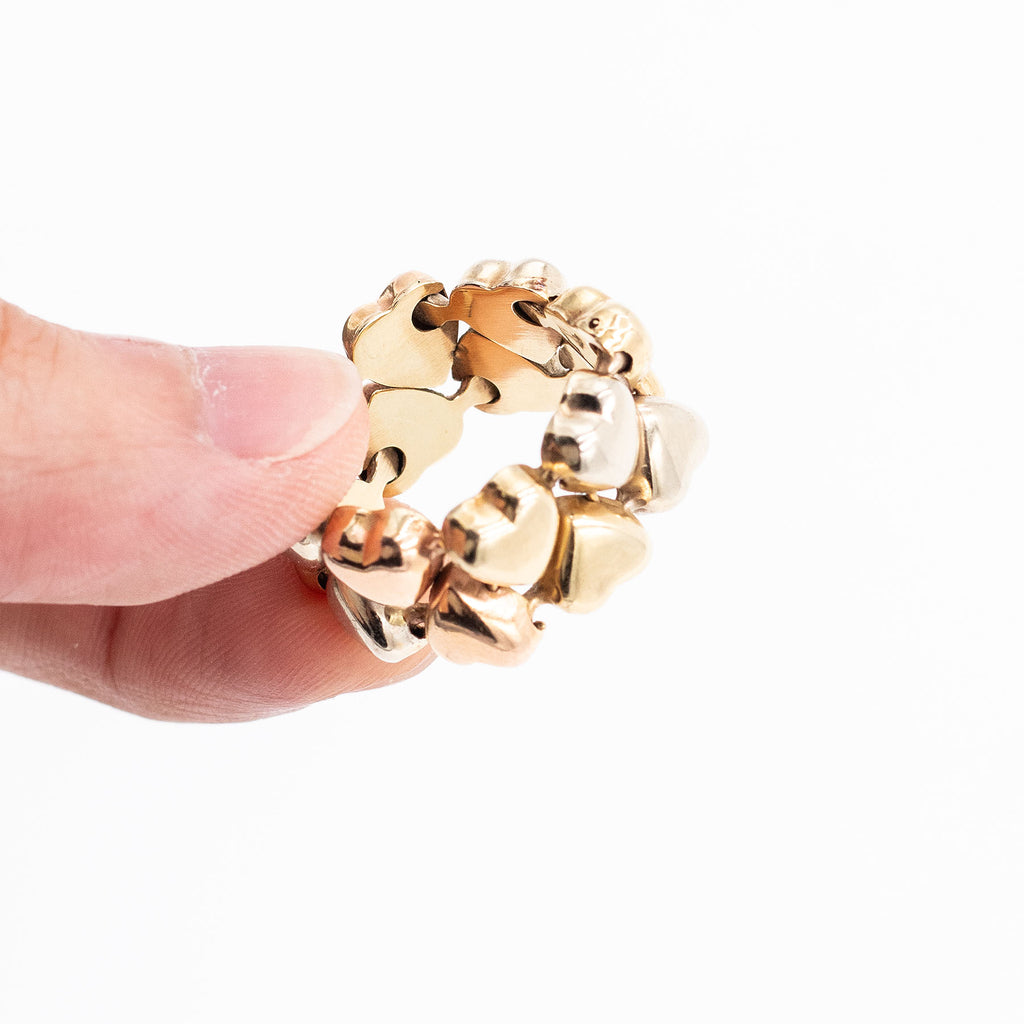 18k Yellow Gold Double Heart Collapsible Ring