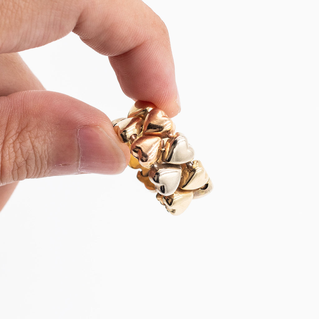 18k Yellow Gold Double Heart Collapsible Ring
