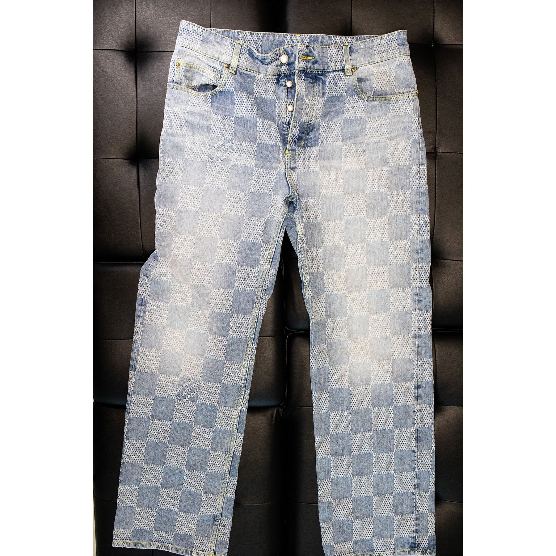 Louis Vuitton Damier Skate Green Accent Jeans