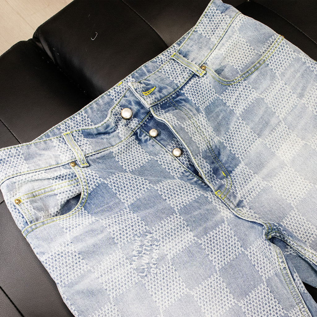 Louis Vuitton Damier Skate Green Accent Jeans