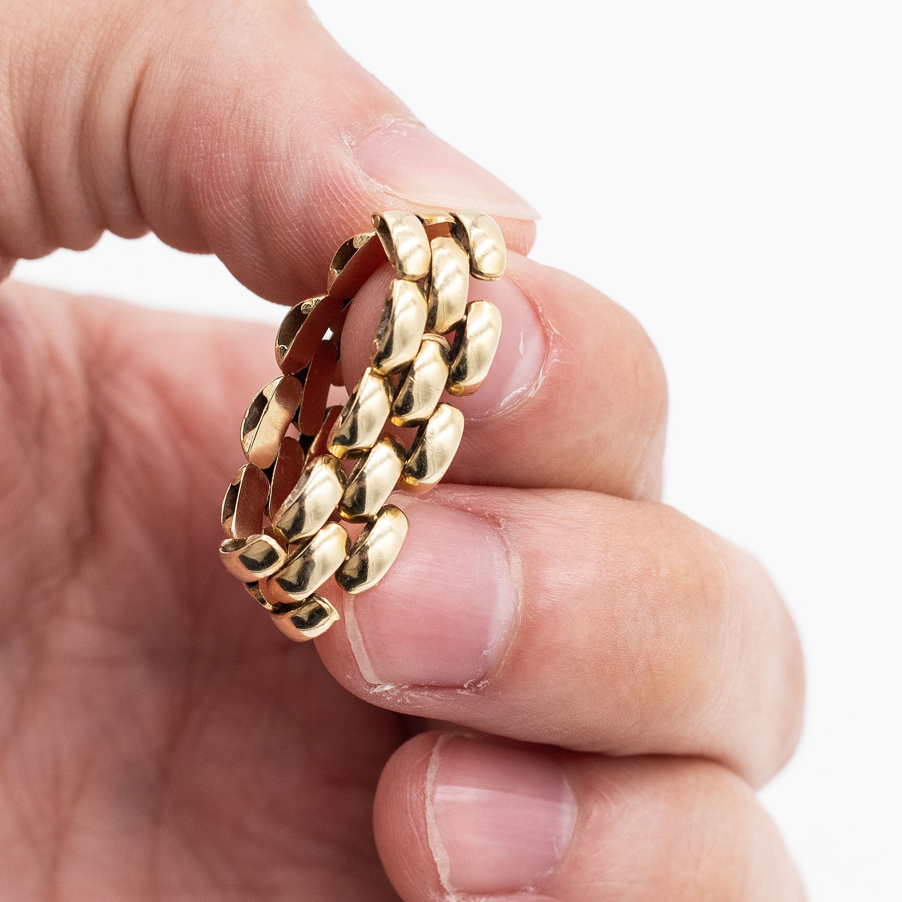 18k Yellow Gold Three Row Collapsible Ring