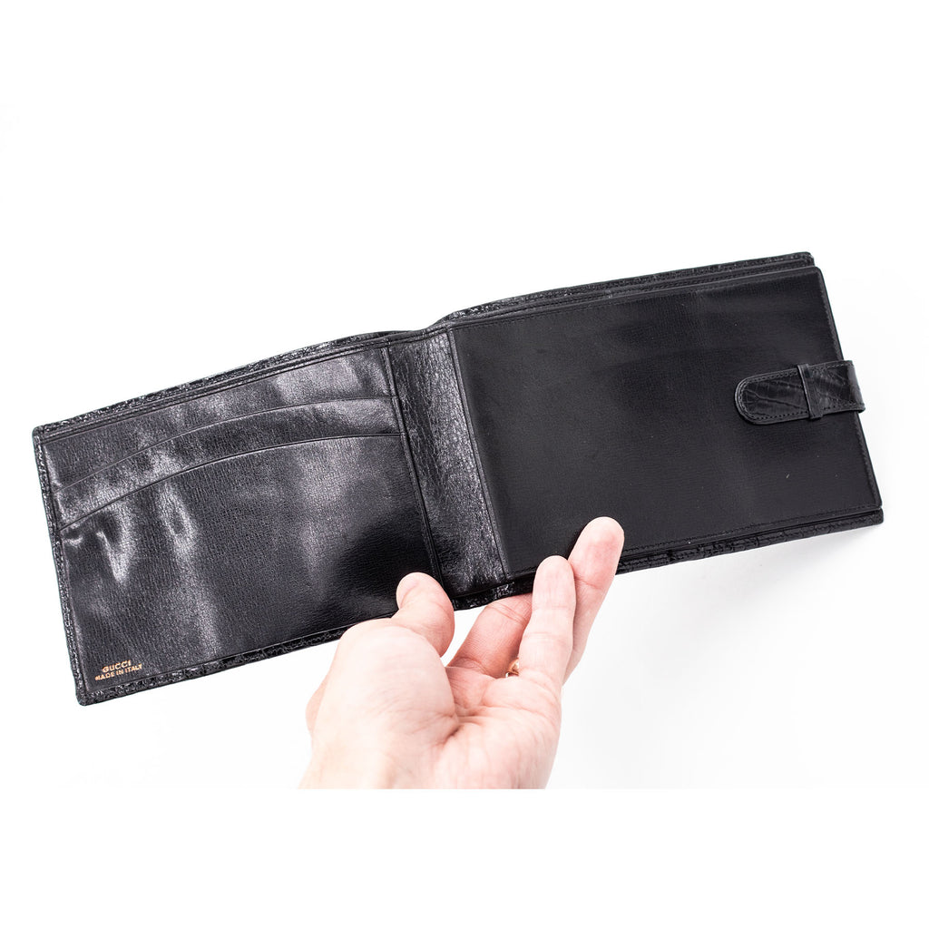 Gucci Black Crocodile Leather Vintage Wallet