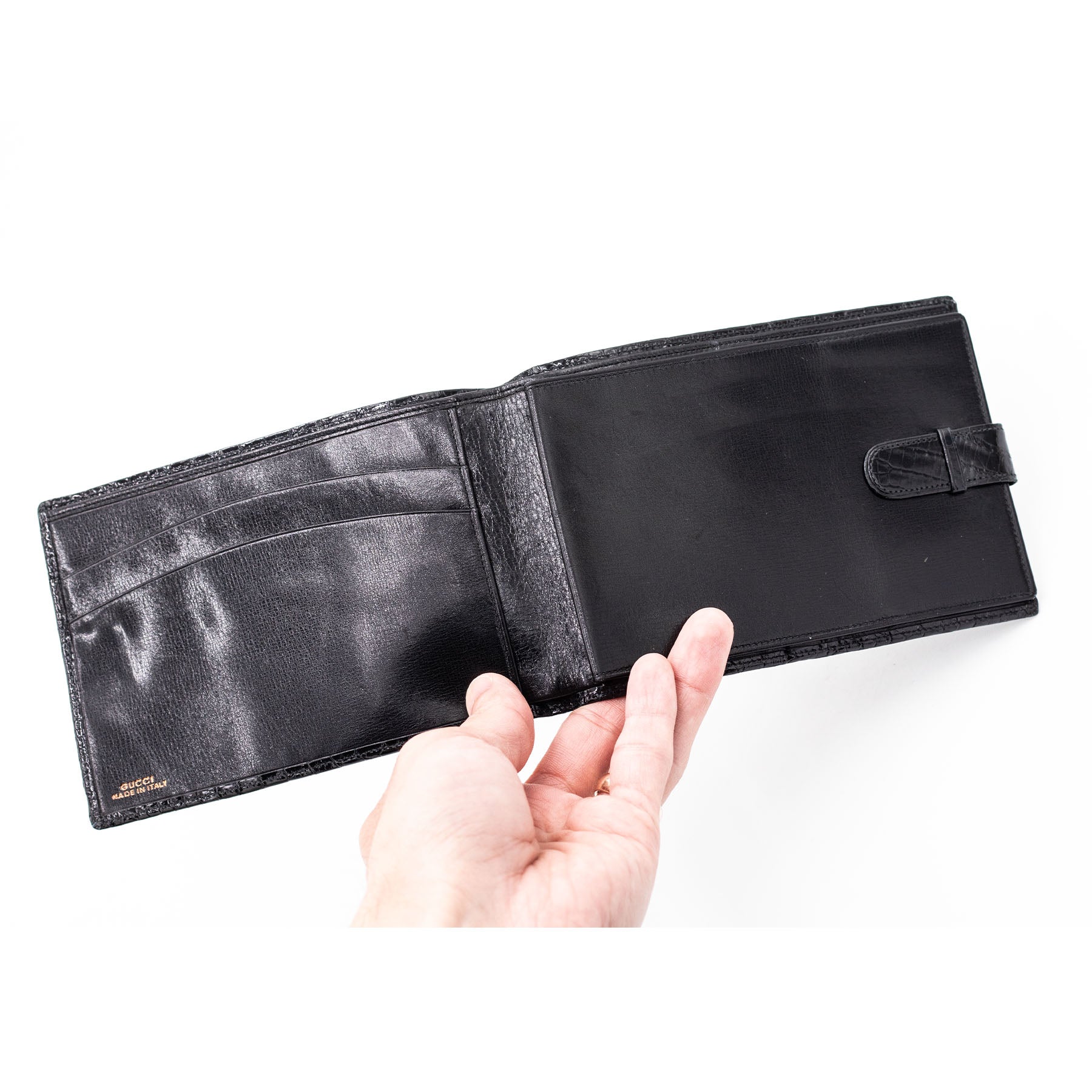 Gucci Black Crocodile Leather Vintage Wallet