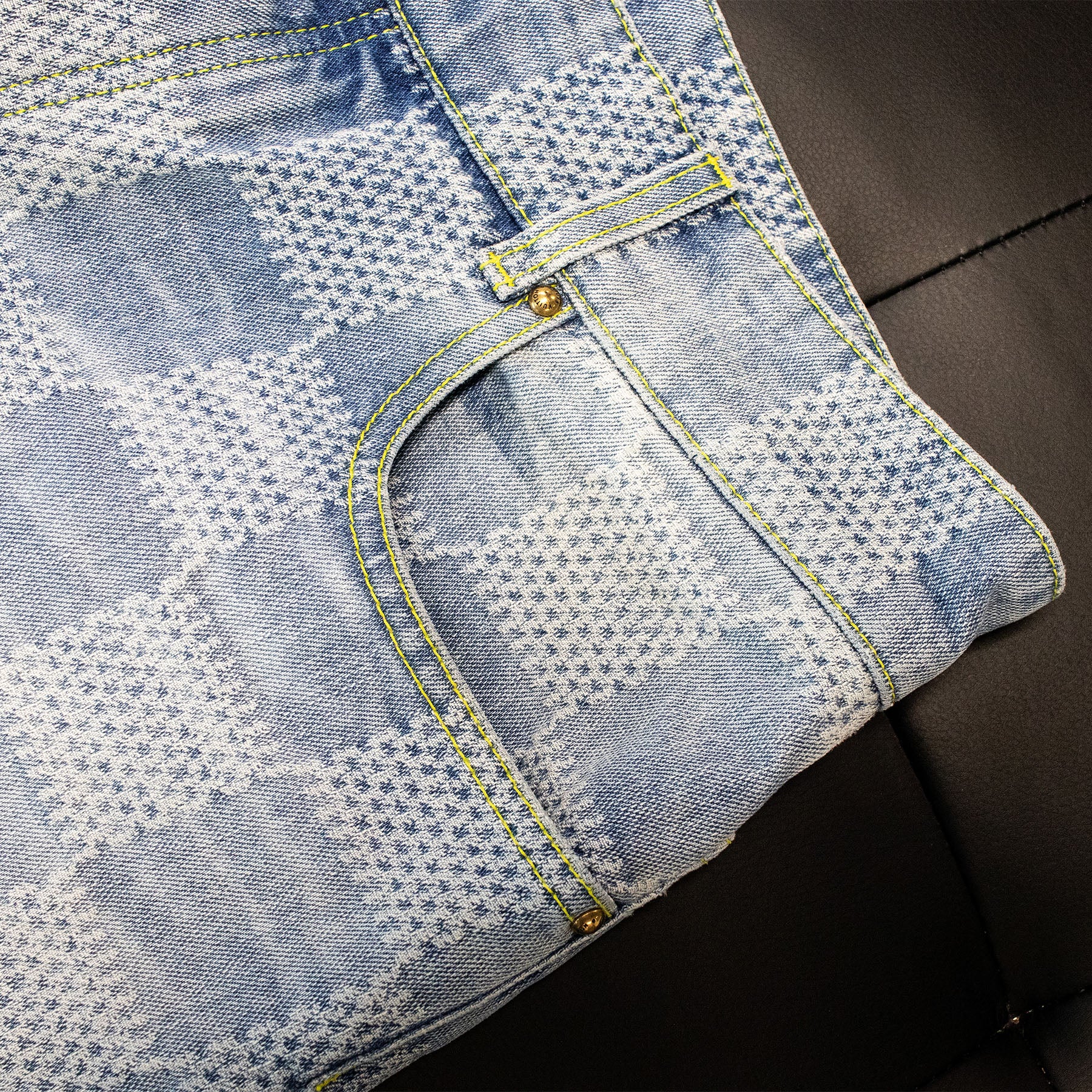 Louis Vuitton Damier Skate Green Accent Jeans