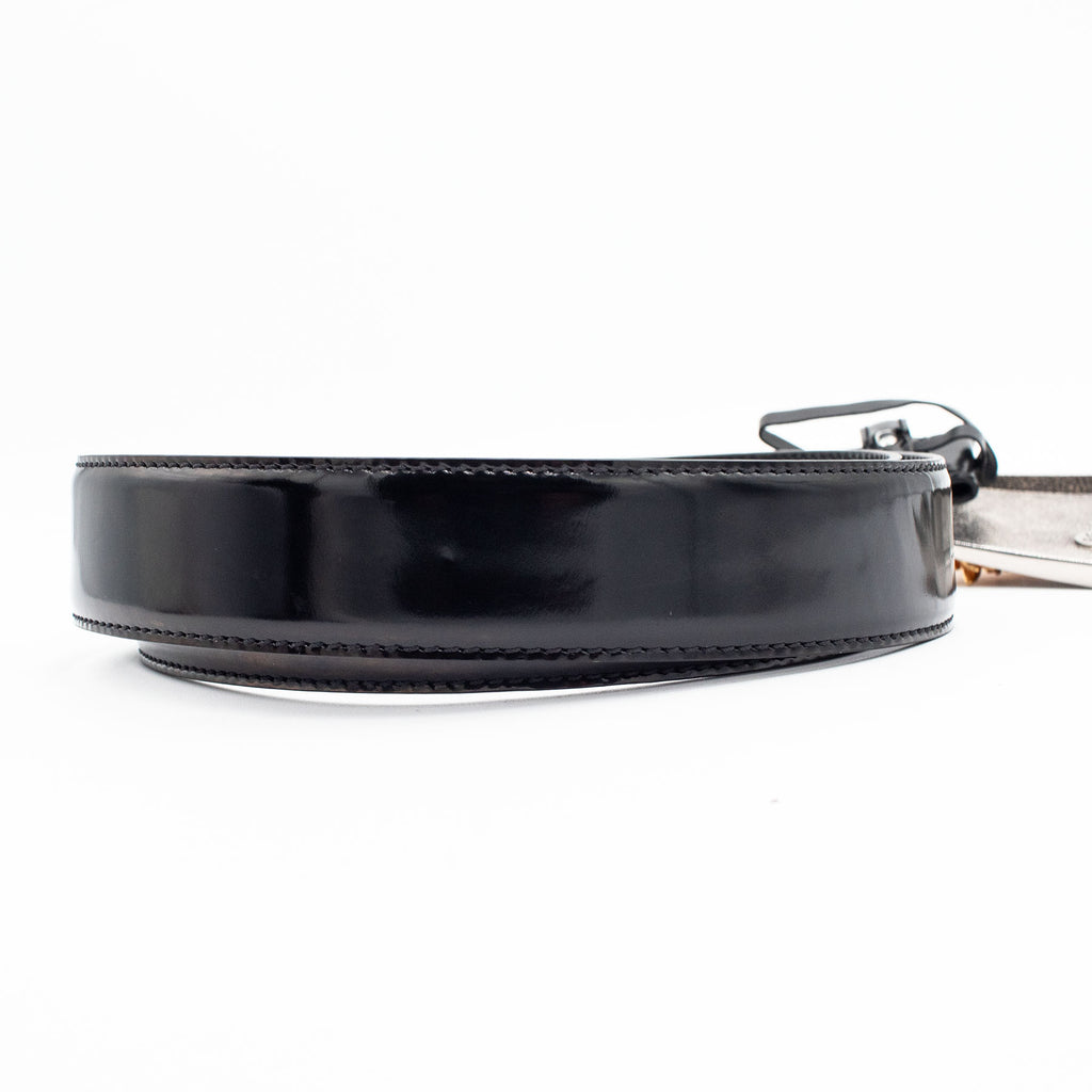 Versace Medusa Head Two Tone Buckle Black Belt