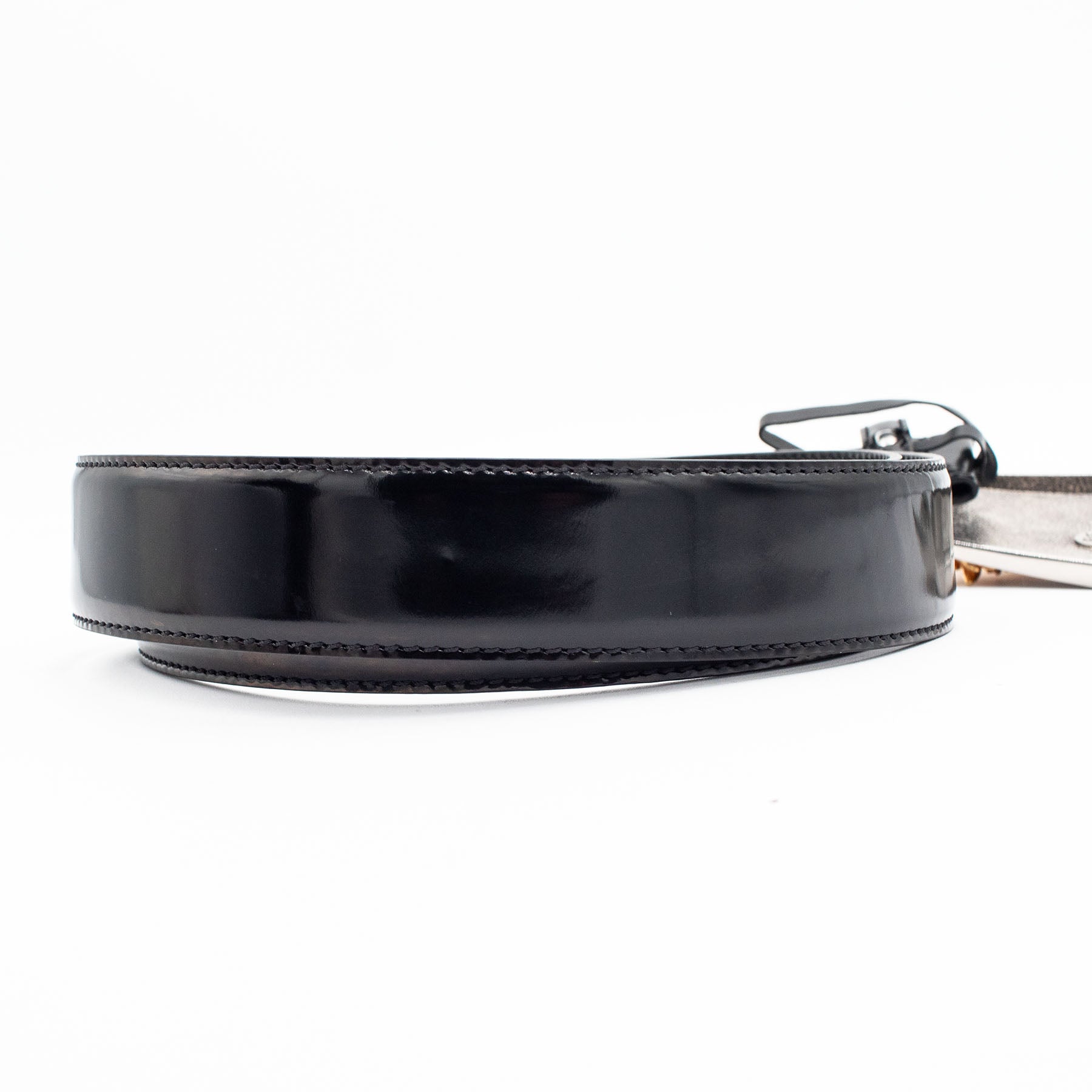 Versace Medusa Head Two Tone Buckle Black Belt