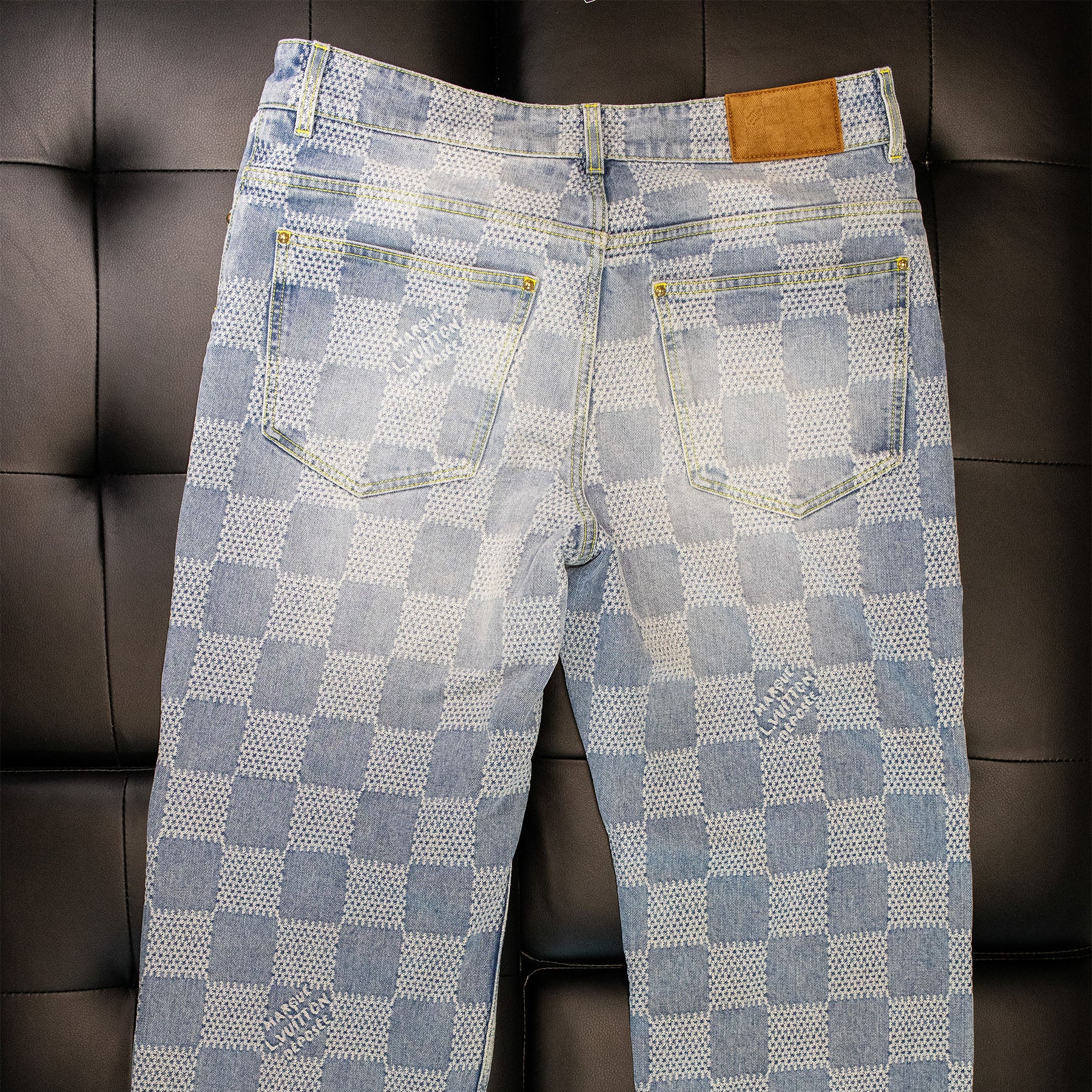 Louis Vuitton Damier Skate Green Accent Jeans