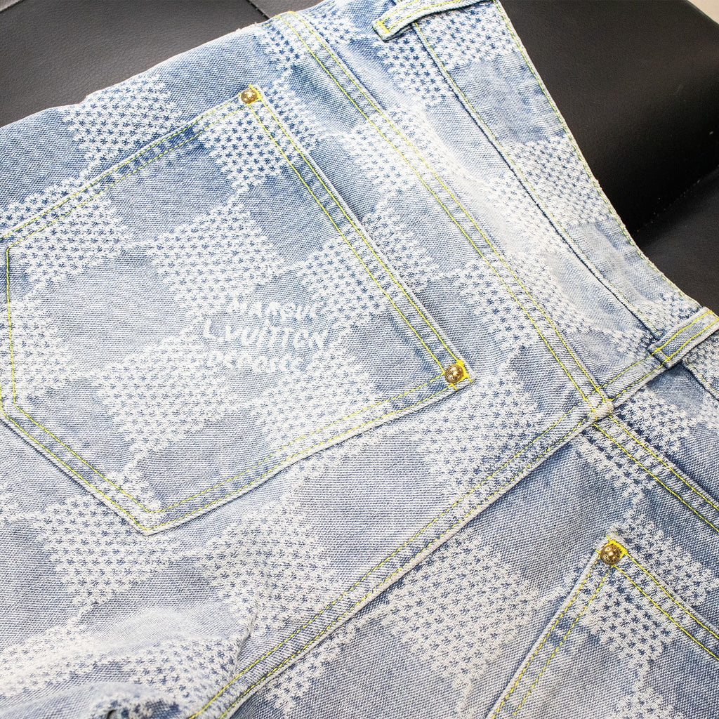 Louis Vuitton Damier Skate Green Accent Jeans