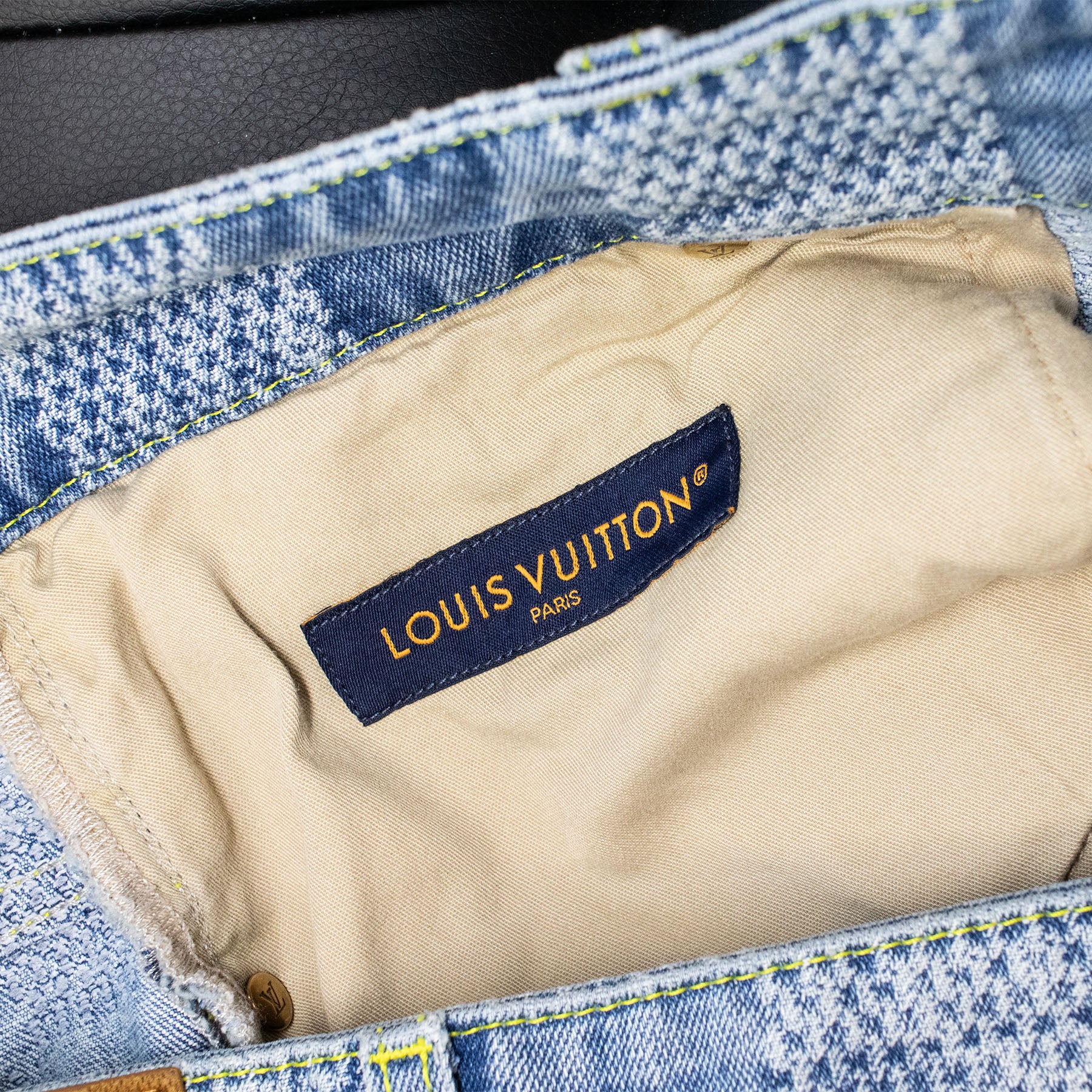 Louis Vuitton Damier Skate Green Accent Jeans