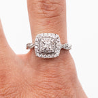 10k White Gold Round Diamond Pave Ring