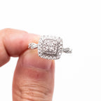 10k White Gold Round Diamond Pave Ring