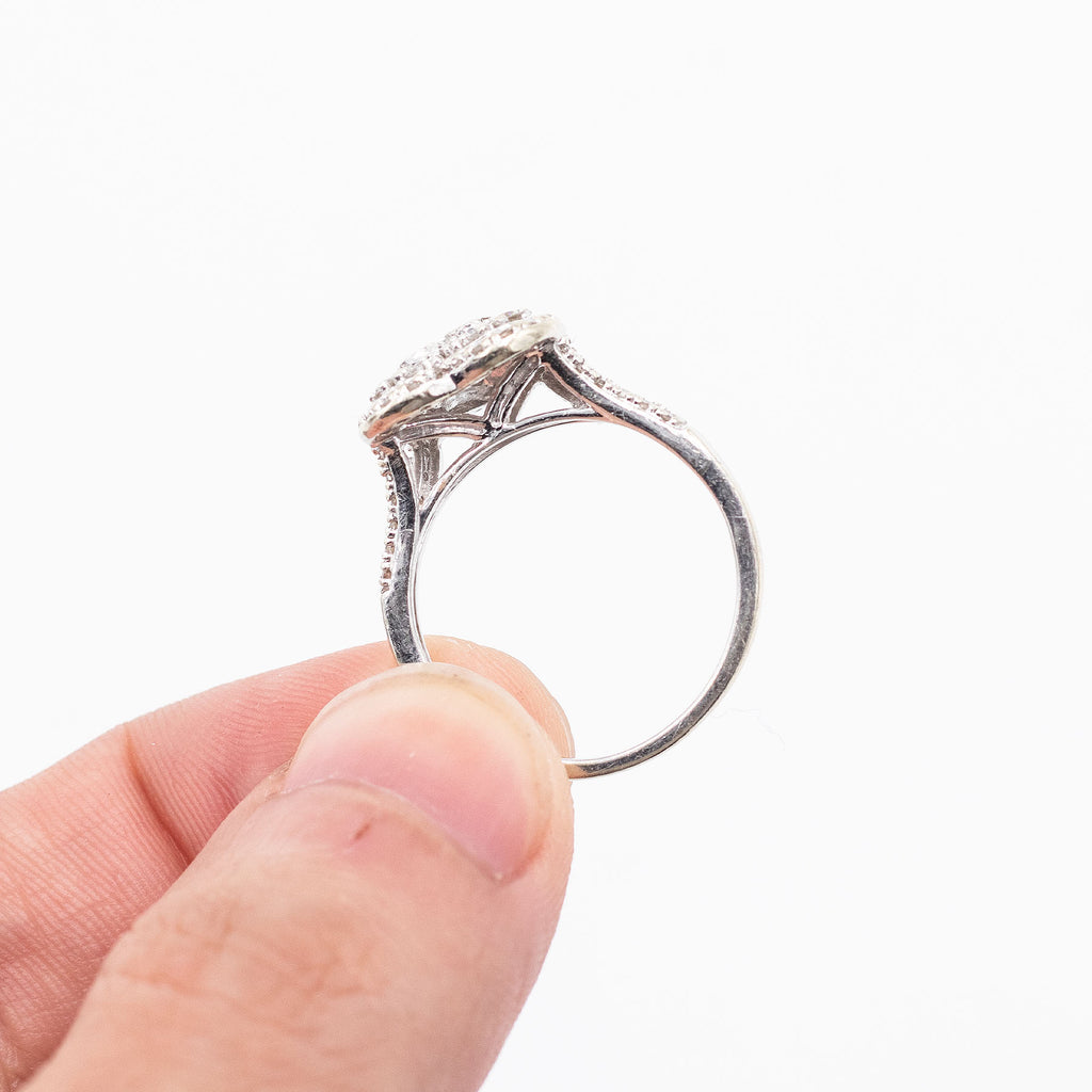 10k White Gold Diamond Pave Heart Ring