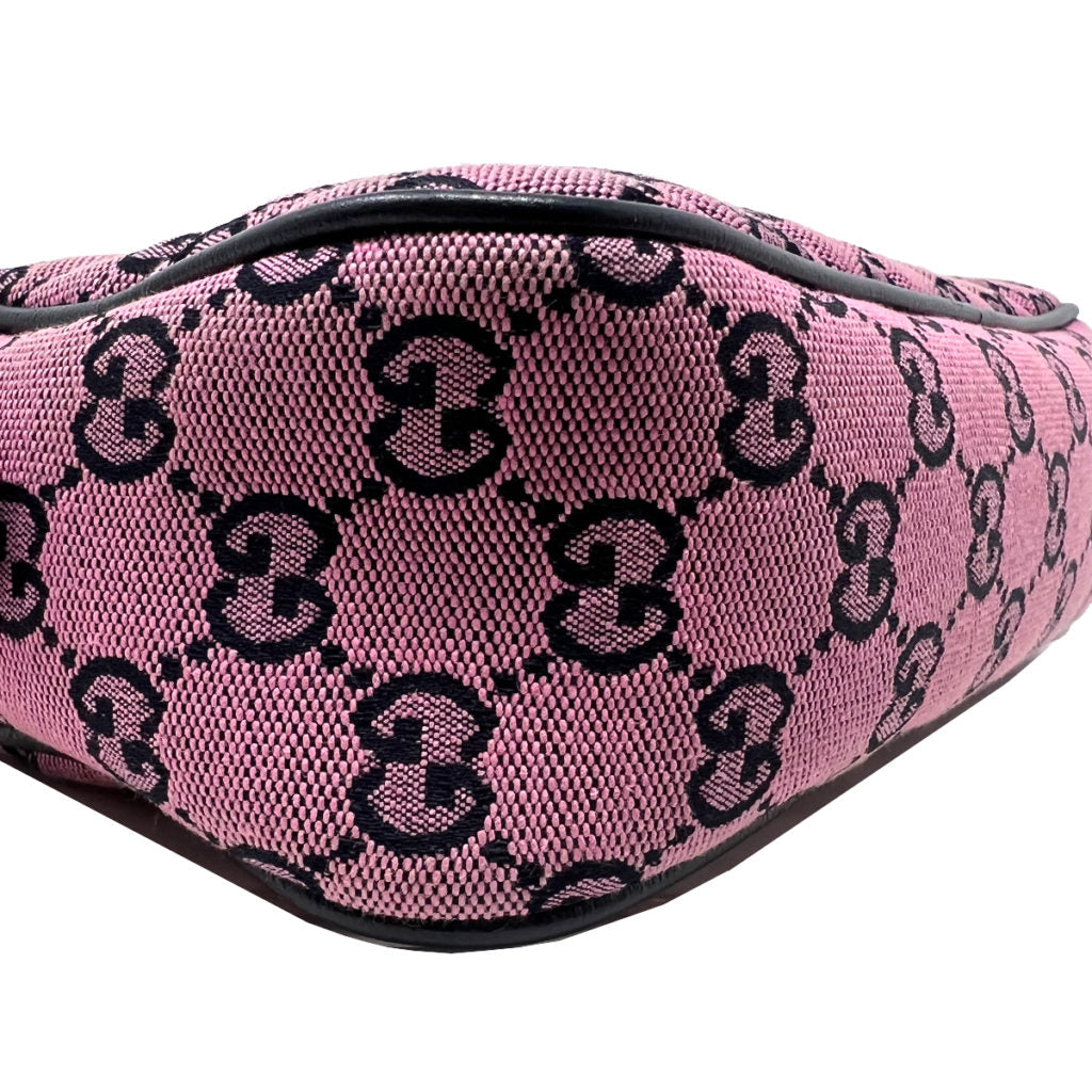 Gucci GG Marmont Diagonal Quilted Pink Fabric GG Canvas Shoulder Bag