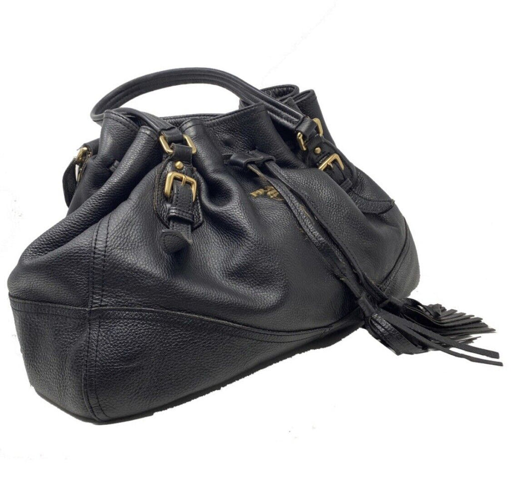 Prada Cervo Antik Drawstring Tassel Deerskin Soft Leather Tote Handbag
