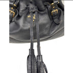 Prada Cervo Antik Drawstring Tassel Deerskin Soft Leather Tote Handbag