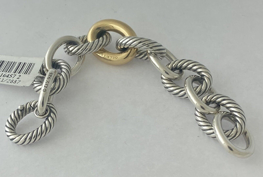 Oval Link Chain Bracelet in Sterling Silver with 18K Yellow Gold