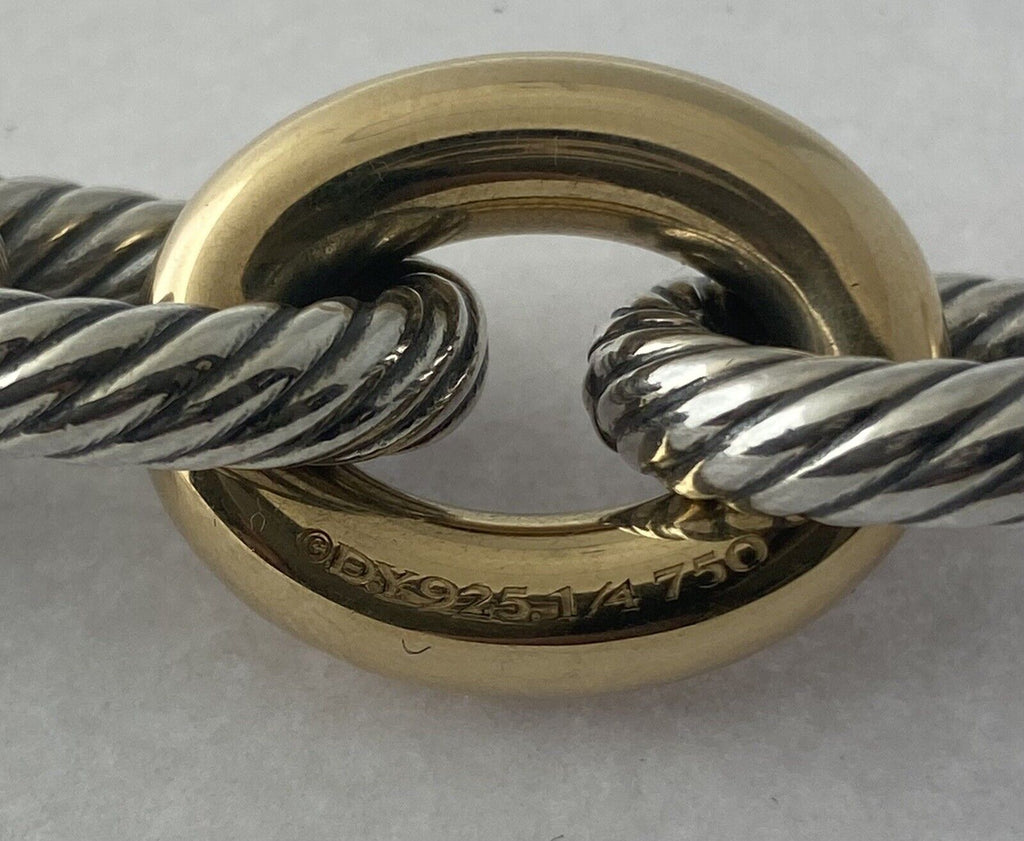 Oval Link Chain Bracelet in Sterling Silver with 18K Yellow Gold