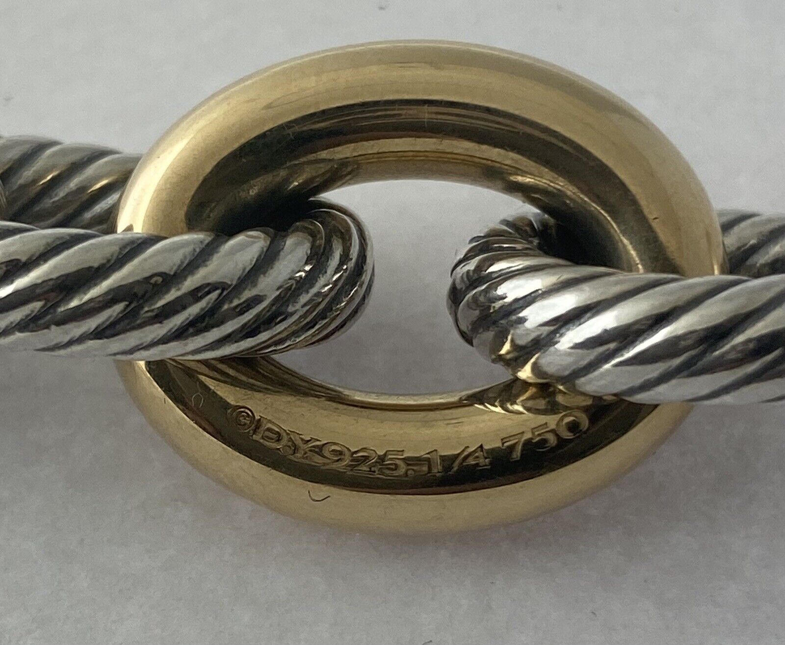 Oval Link Chain Bracelet in Sterling Silver with 18K Yellow Gold