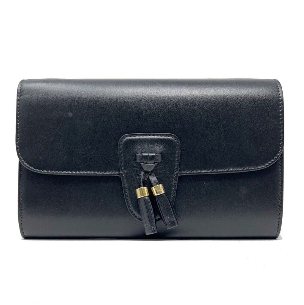 Celine Tassels Black Leather Wallet on Strap