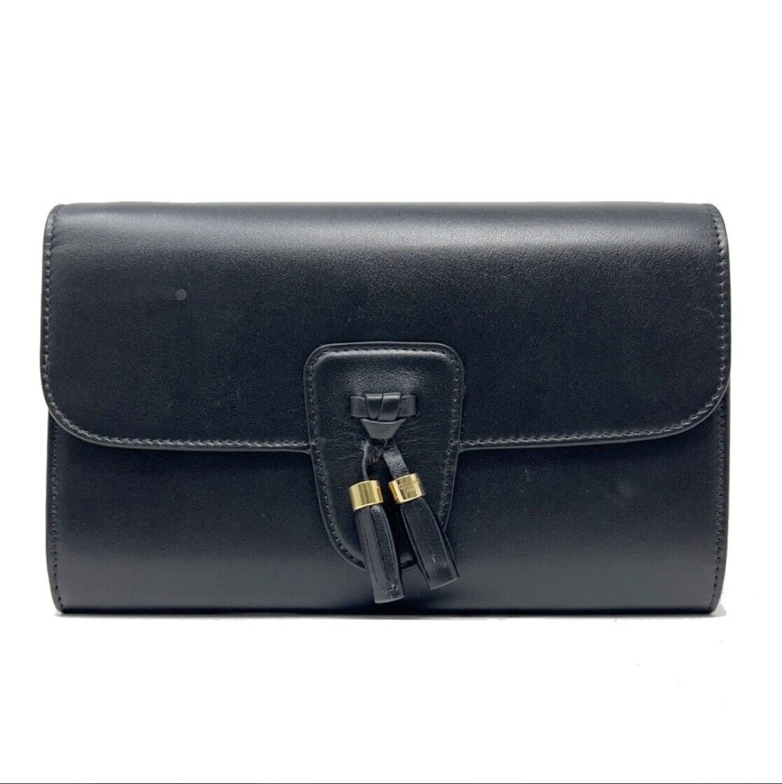 Celine Tassels Black Leather Wallet on Strap