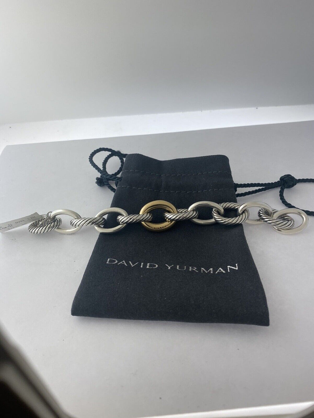 Oval Link Chain Bracelet in Sterling Silver with 18K Yellow Gold