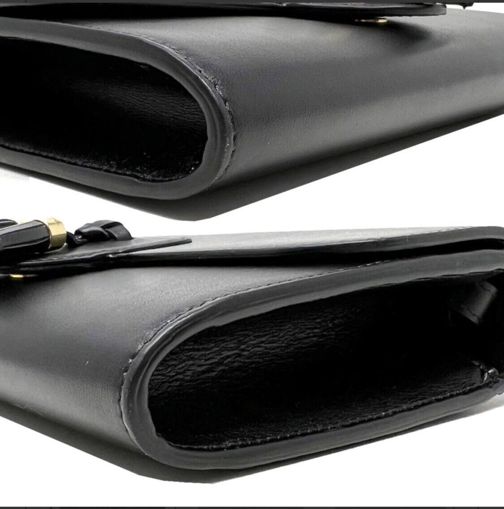 Celine Tassels Black Leather Wallet on Strap