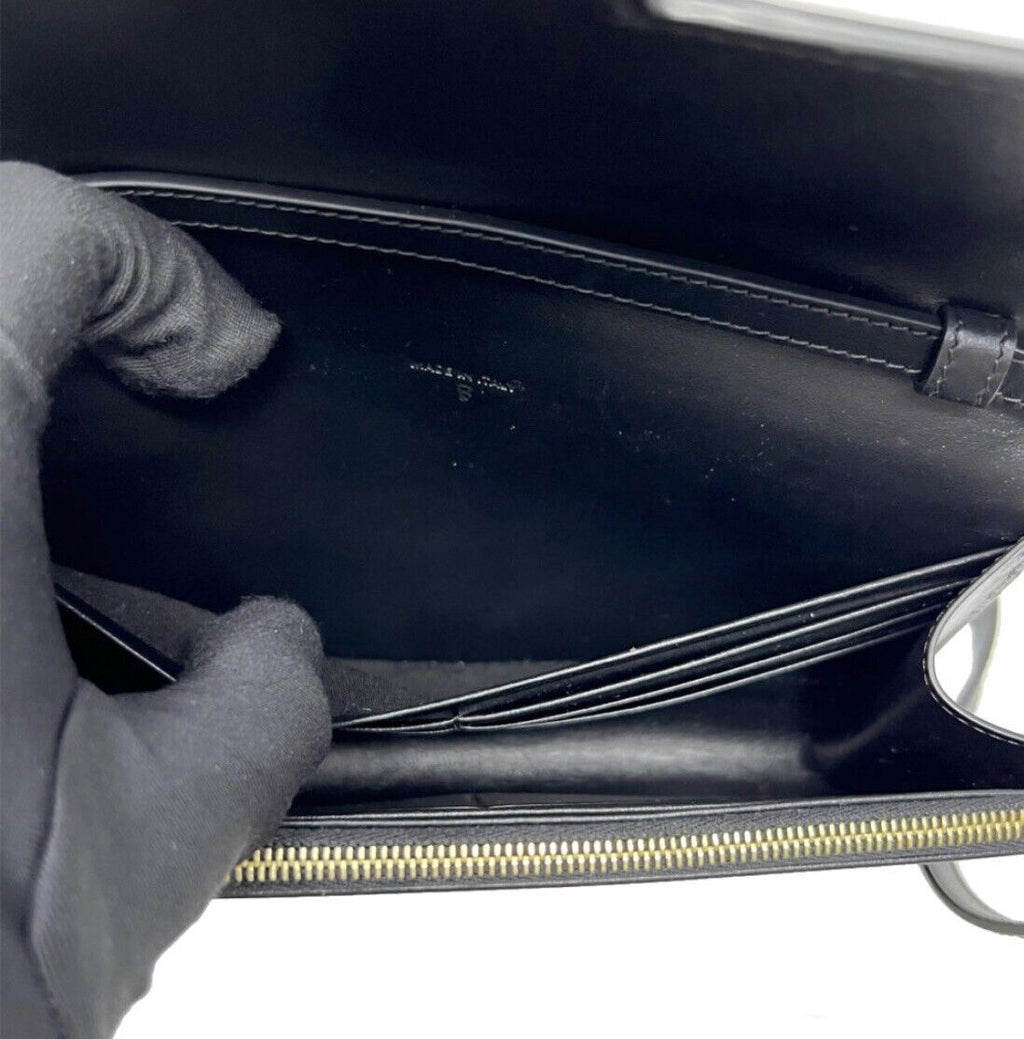 Celine Tassels Black Leather Wallet on Strap