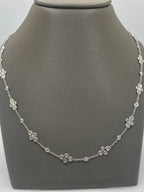 18kt White Gold Diamond Floral Stations Necklace