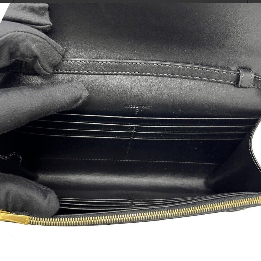 Celine Tassels Black Leather Wallet on Strap