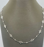 18kt White Gold Diamond Floral Stations Necklace