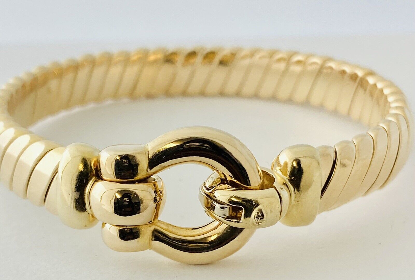 14kt Yellow Gold Bangle/ Bracelet with Oversized Buckle Clasp