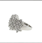 10k White Gold Large Cluster Diamond Ring