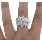 10k White Gold Large Cluster Diamond Ring