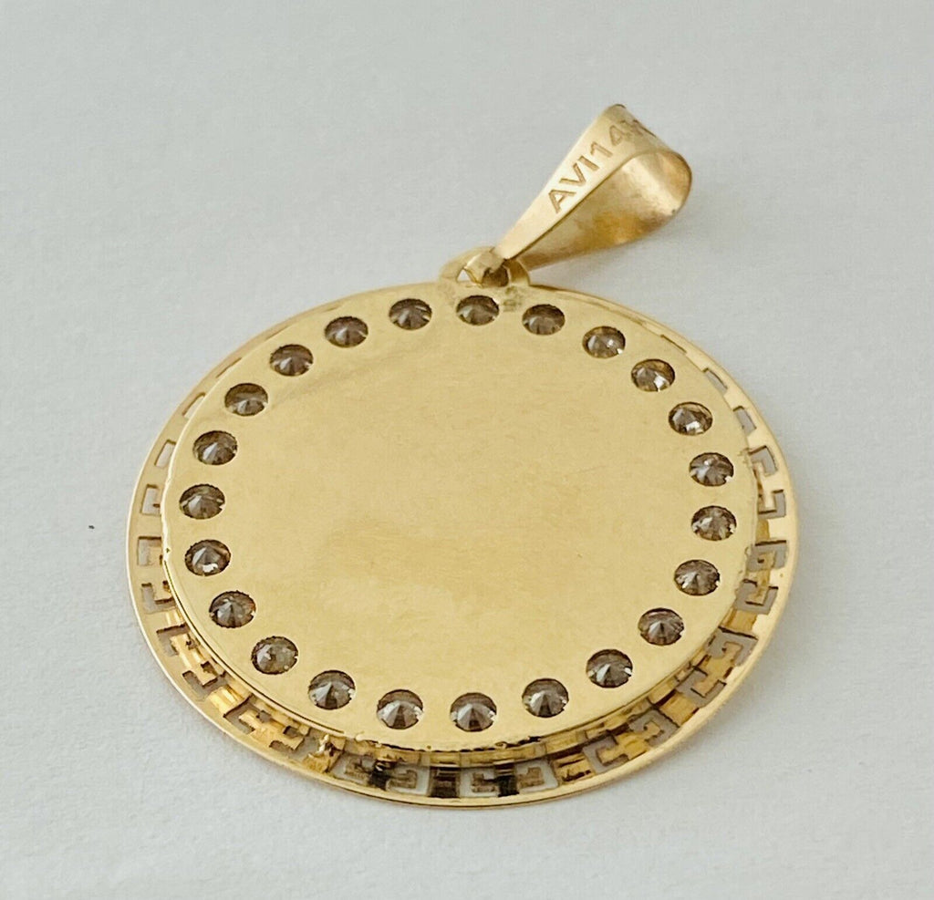 14kt Yellow Gold Jesus Head , Round Pendent