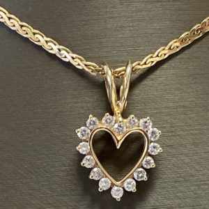 14kt Yellow Gold Chain And Diamond Heart Pendent
