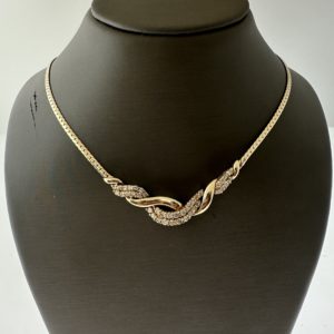 14kt Yellow Gold Diamond Fixed Pendant Ladies Necklace