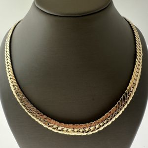 14kt Yellow Gold Graduated Flat Curb Chain Necklace 19.5 Grams