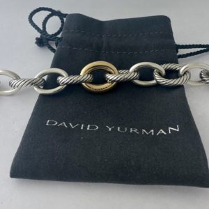 Oval Link Chain Bracelet in Sterling Silver with 18K Yellow Gold