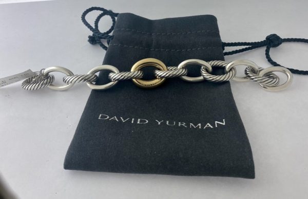 Oval Link Chain Bracelet in Sterling Silver with 18K Yellow Gold