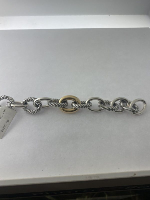 Oval Link Chain Bracelet in Sterling Silver with 18K Yellow Gold