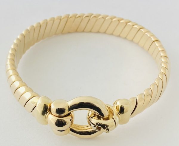 14kt Yellow Gold Bangle/ Bracelet with Oversized Buckle Clasp